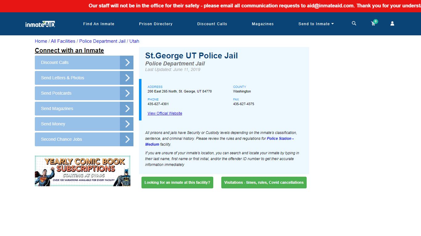 St.George UT Police Jail & Inmate Search - St. George, UT