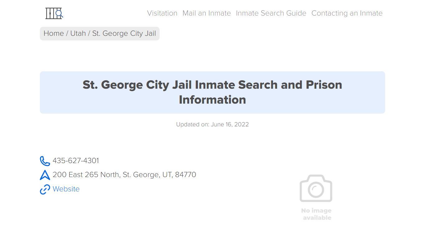 St. George City Jail Inmate Search, Visitation, Phone no ...